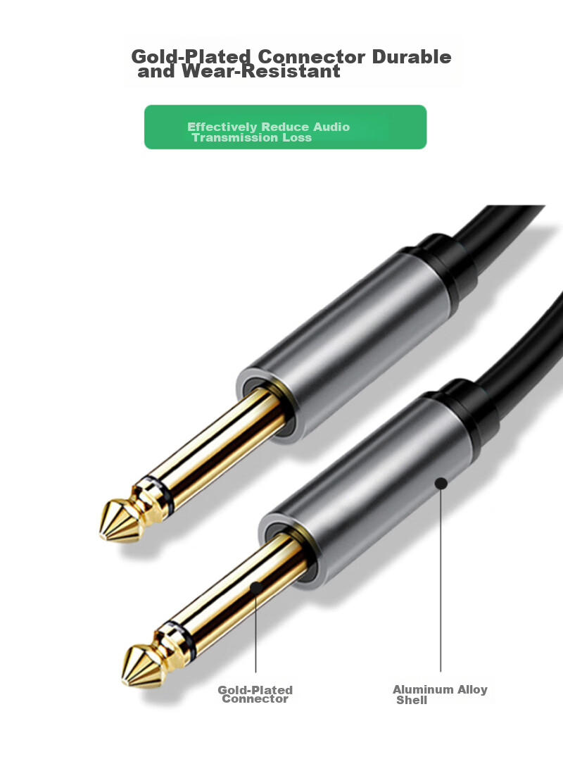 Beishanque 6.5mm Audio Cable, 3 Meters, 6.35 Large Two-Core Male to Male Connection Cable, Recording Cable, Speaker Amplifier Electronic Keyboard Drum Mixing Console Adapter Cable, BSQ-K208 8