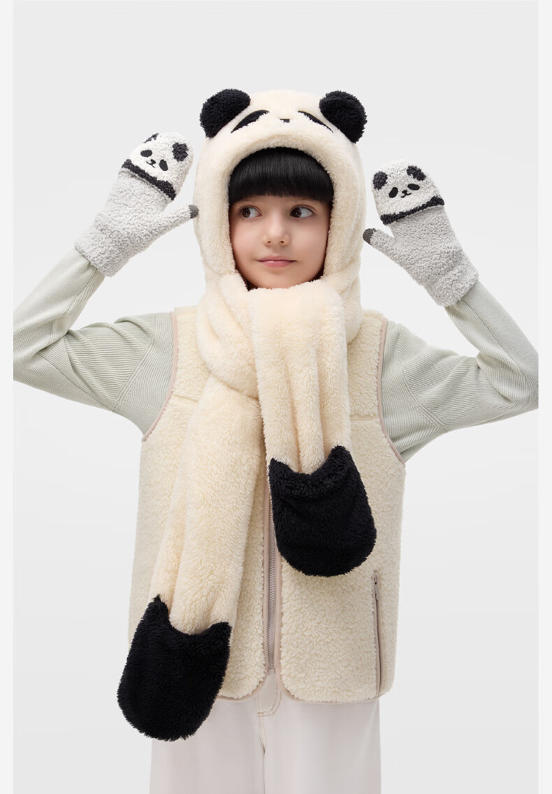 Bananain Basic 320Go Children's Hooded Neck Warmer Scarf, Baby Warm Windproof Fleece-Lined Hat for Girls And Boys 12