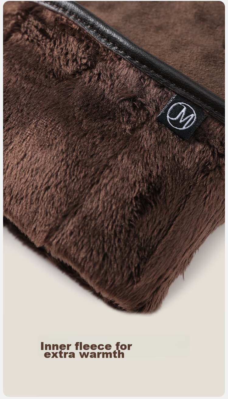 JIUMU Sheepskin Anti-Fur Warm Genuine Leather Gloves for Men, Winter Fleece-Lined Windproof Cold-Resistant Gloves 5