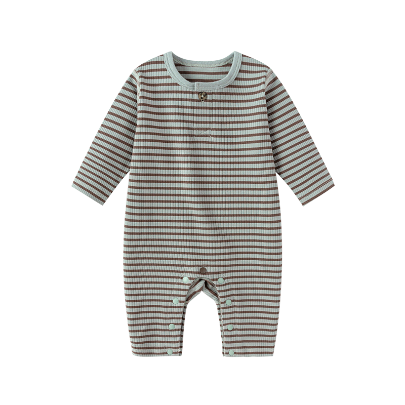Babylove Baby Romper Spring and Autumn Striped Homewear Crawling Suit Sleepwear Modal Warm Clothing