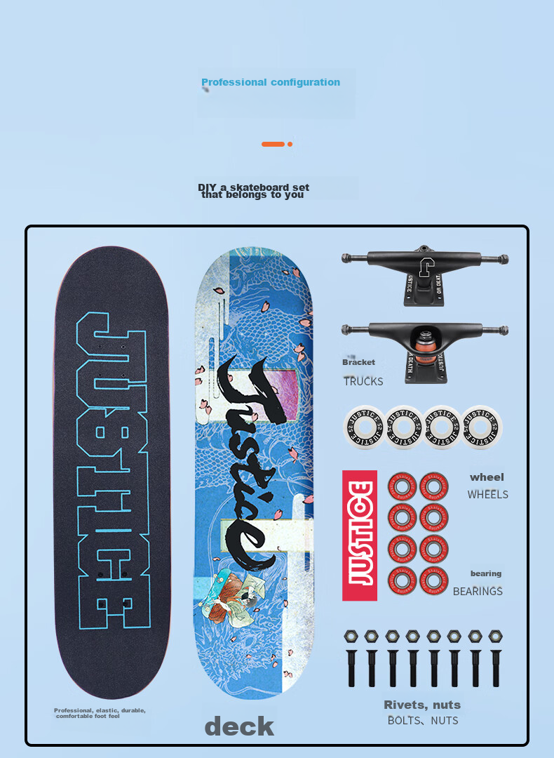 JUSTICE Boiling Point Skateboard for Adults, Professional Skateboard for Teenagers And Children, Beginner Four-Wheel Street Cruising Skateboard Kai Feng 2