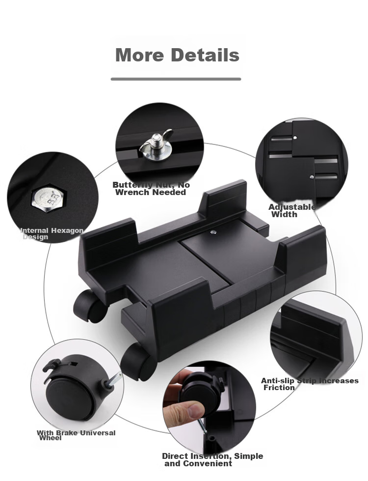 LinkStone Desktop Computer Case Stand, Movable Case Support Base Tray with Universal Casters And Brakes, Adjustable Width, Easy Installation Z123 11