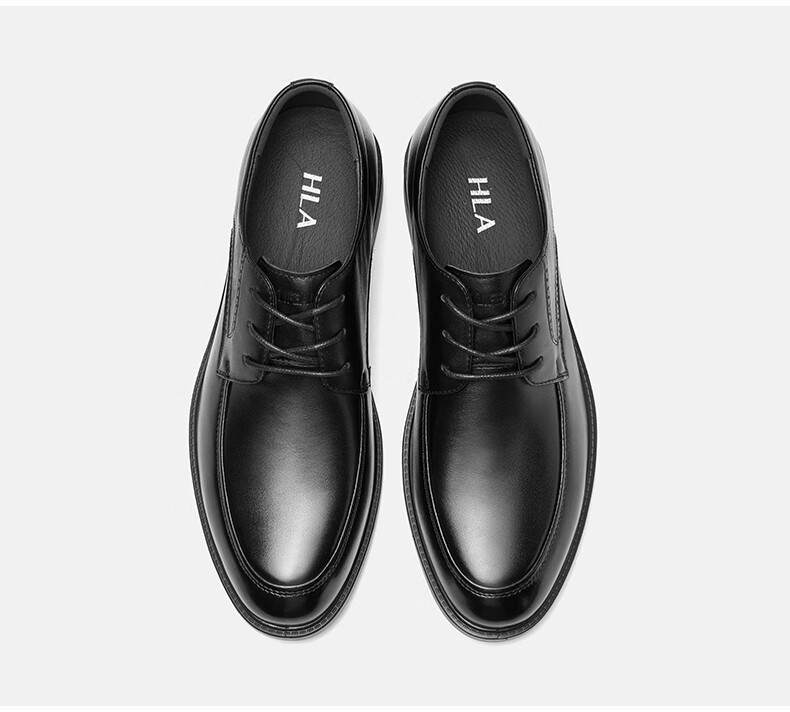 HLA Men's Leather Shoes, Top Grain Cowhide, Lace-Up Formal Business Casual Shoes for Men, T269 Black Size 44 25