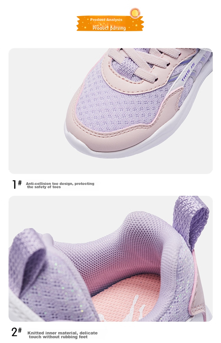 QIAODAN Kids Girls Toddler Running Shoes Lightweight Soft Sole Mesh Children's Sports Shoes QM1120485 Dawn Purple/Cloud Pink Size 31 26