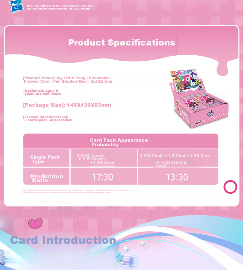 Kayou My Little Pony Card Game Full Box Fun Pack with 3 Rounds, Official My Little Pony Black-Backed CR Cards 2