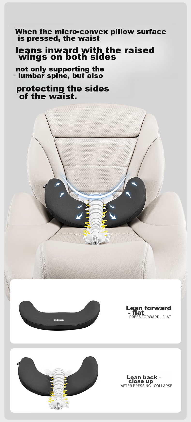 CICIDO Car Headrest And Lumbar Support Set, Neck Pillow And Back Cushion for Car Seat, Lumbar Support And Backrest Pillow 8