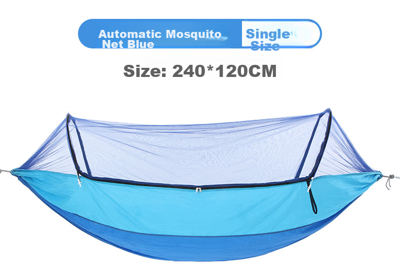 Yonglebao New Single Mosquito Net Hammock, Outdoor Anti-Mosquito And Anti-Rollover Sunshade Sleeping Bag Hammock, Dream Blue/fruit Gree 3