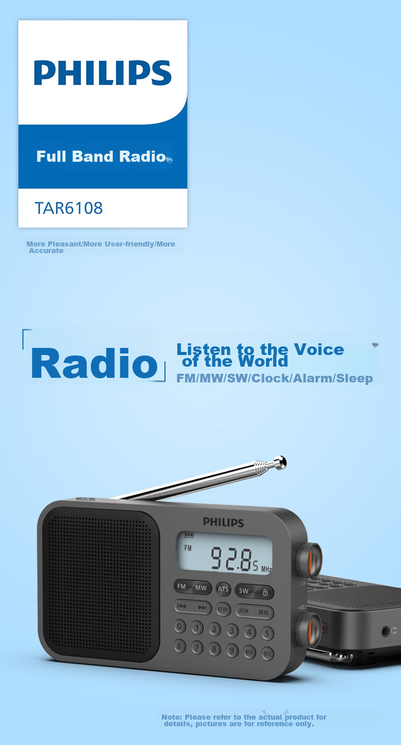 PHILIPS TAR6108 All-Band Radio Shortwave Radio Portable Semiconductor Speaker for English Listening Test, College Entrance Exam, CET-4, CET-6, And Elderly Use 1