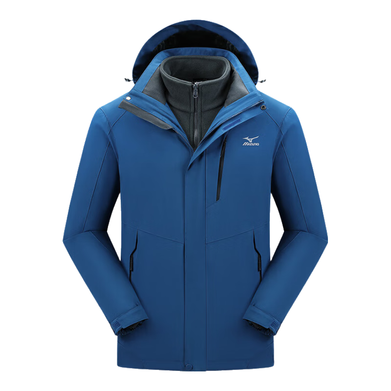 MIZUNO Outdoor Jacket for Men And Women, Hiking Windproof Three-In Two-Piece Coat Set