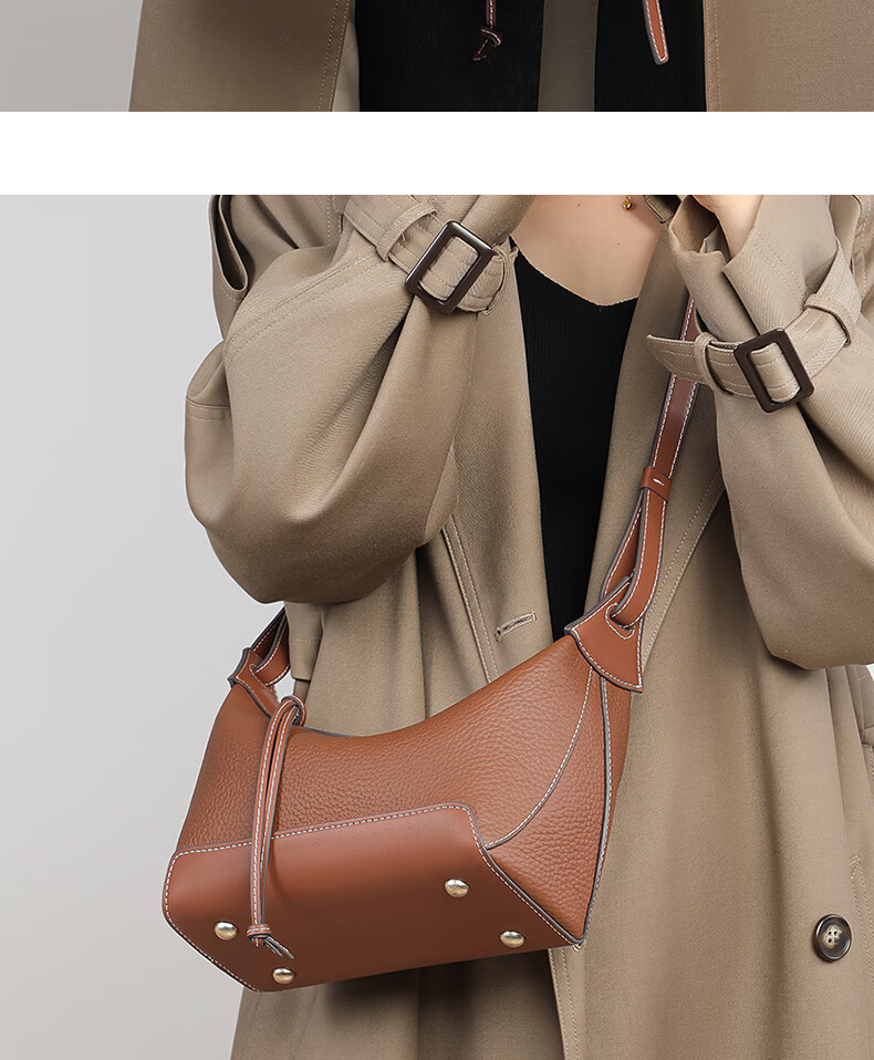 Aiqinghai Top-Grain Leather Handbag, Women's Shoulder Crossbody Bag, Tote Dumpling Bag, Practical Birthday And Mother's Day Gift for Mom 3
