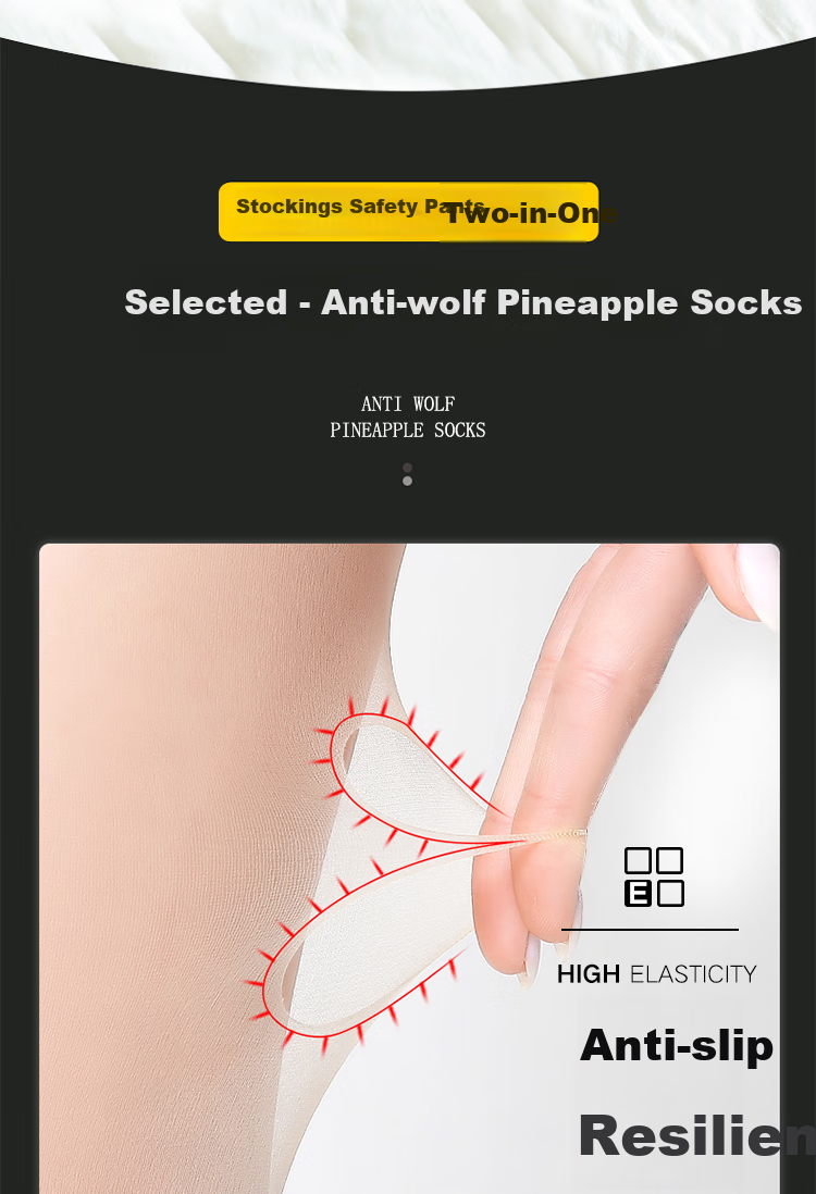 MiiOW Black Stockings for Women, Anti-Wolf Underwear Pantyhose, Snag-Resistant Pineapple Tights, New Spring And Autumn Thin Style Leggings Socks 2