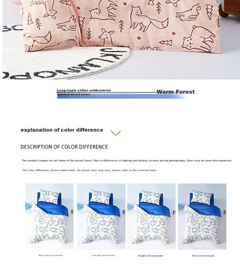 MERCURY Kids Forest Party PRO Kindergarten 60S Long-Staple Cotton Antibacterial Duvet Cover 120cm×150cm Infant Class A 13