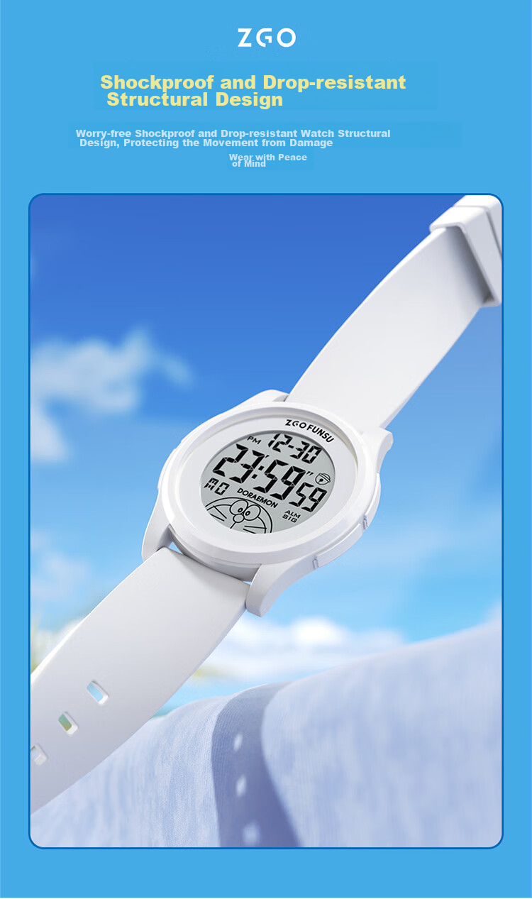 ZGO Doraemon Children's Electronic Watch for Boys, Middle And Elementary School Students, Teenagers, Time-Telling Watch, Birthday Gift 8555 8