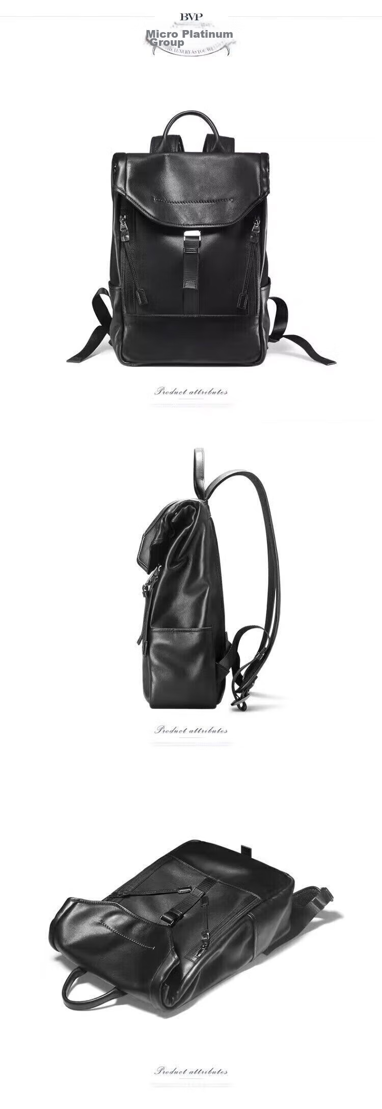 BVP Genuine Leather Backpack for Men, Top-Grain Cowhide Business Bag, British Style Fashion Laptop Bag, Birthday Gift 16