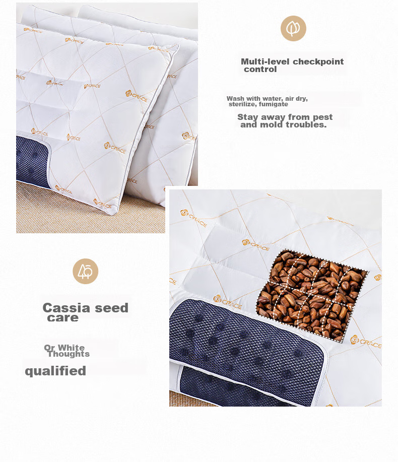 Grace Cassia Seed Pillow Core Cervical Pillow Star-Rated Hotel Herbal Pack Magnetic Pillow 48*74cm 8