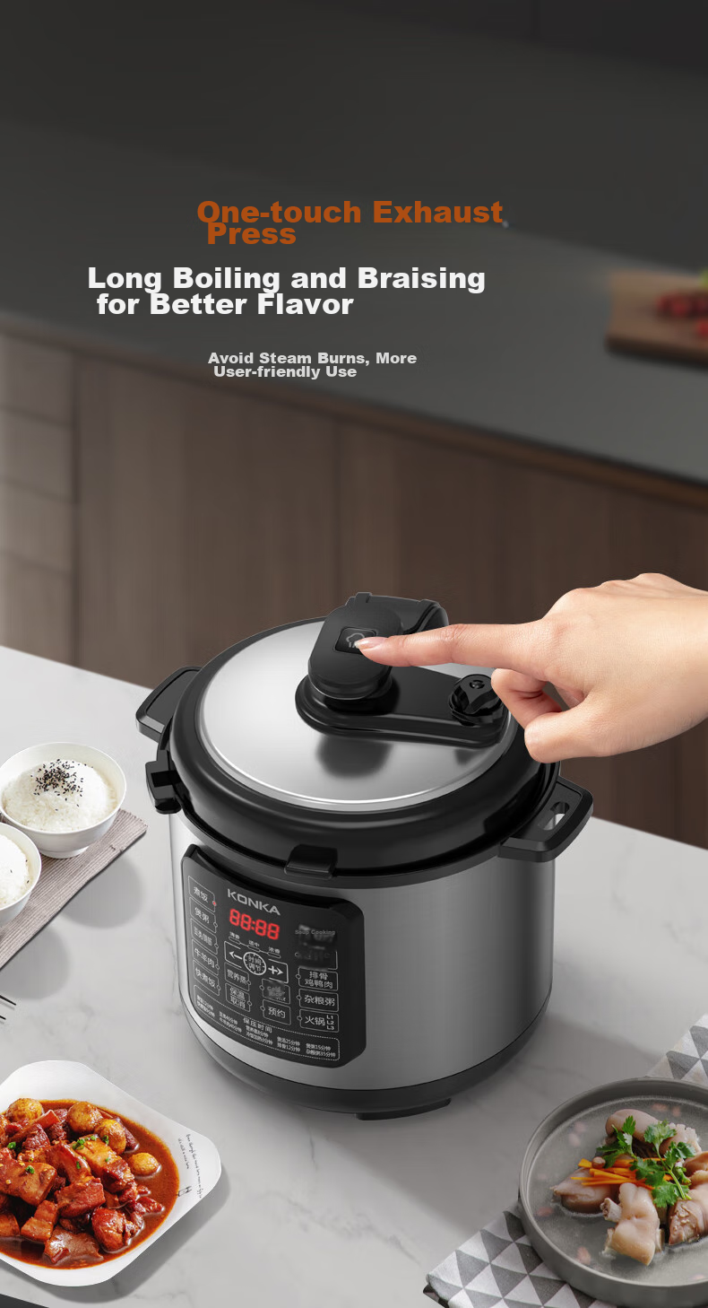 KONKA Electric Pressure Cooker, 5L Multi-Functional Household Electric Pressure Cooker with Non-Stick Inner Pot, High-Pressure Rice Cooker with Smart Reservation Function, KYLG-5006E 11