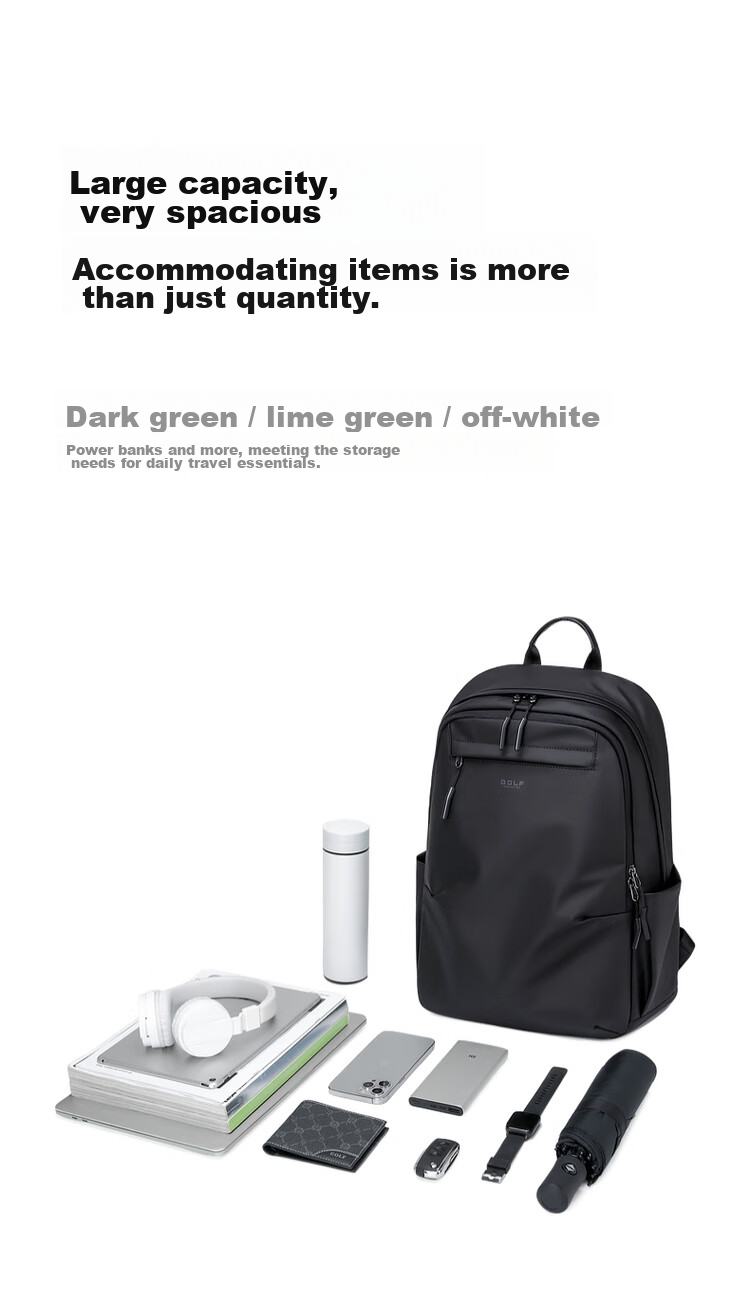 GOLF Backpack for Men, 15.6-Inch Laptop Bag, Water-Resistant Travel Business Sports Backpack, Student Schoolbag 11