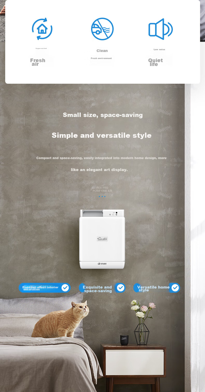 BROAD New Air System for Home Wall-Mounted Fresh Air Machine with Heat Recovery, Air Exchange System for Removing Smog And Formaldehyde, Air Purification Fresh Air Lung Protection FE6PRO 5