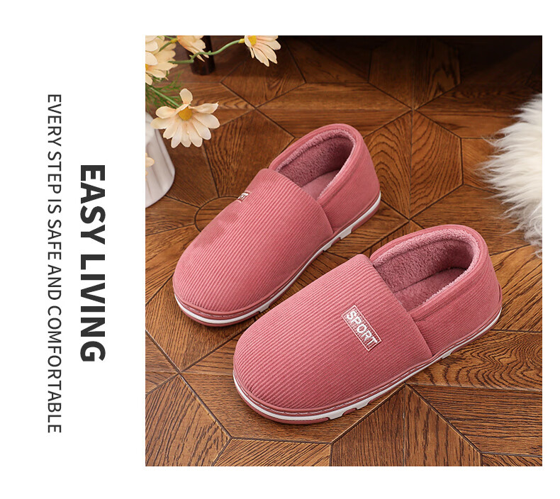 TZLDN Men's Cotton Shoes Autumn Winter Warm Couple Full Coverage Wool Slippers Men's Closed Heel Cotton Slippers Women's 1