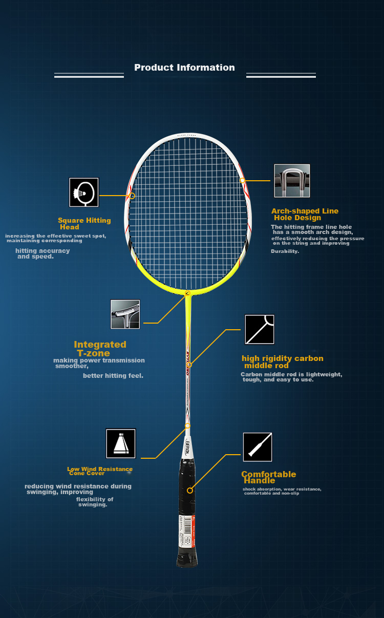 EVERVON Badminton Racket, Single Racket, Carbon Fiber Mid-Shaft, Durable, for Sports, Adults, Children, Students, Competition And Training, EYTL-613 Cool Black (JINGDONG Warehouse Delivery) 3