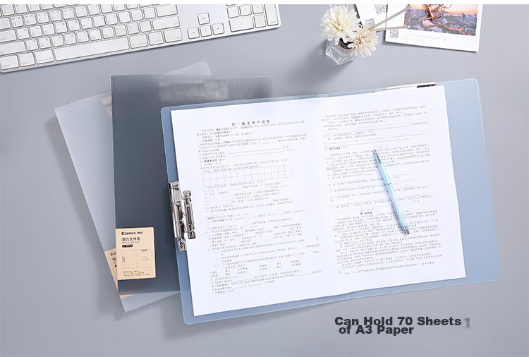 COMIX A4 Metal Double Strong Clip Hard File Folder, Simple Large Capacity Exam Paper Document Folder Poetry Recitation Contract Clipboard, File Storage 1 Piece Pack, Light Blue A5702 8
