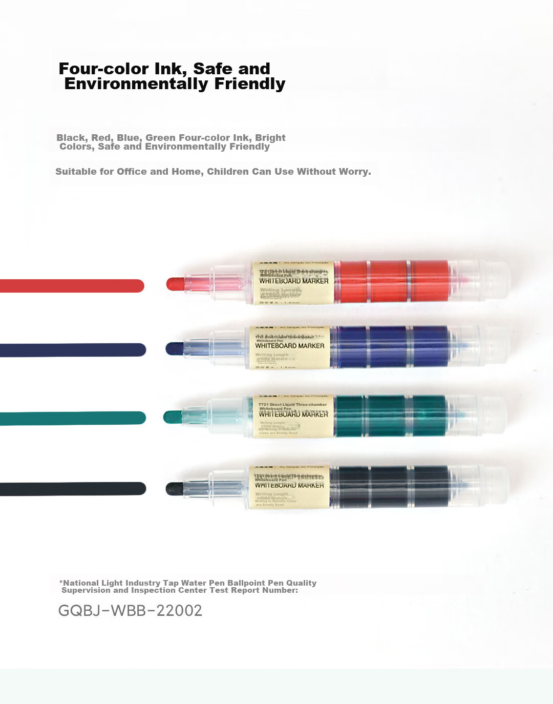 Snowhite Invincible Triple-Chamber Whiteboard Marker, Large Capacity Erasable Markers, Easy to Erase, Colored Pens, Office Supplies, Super Writing, 4 Colors 4 Pieces, T721 6