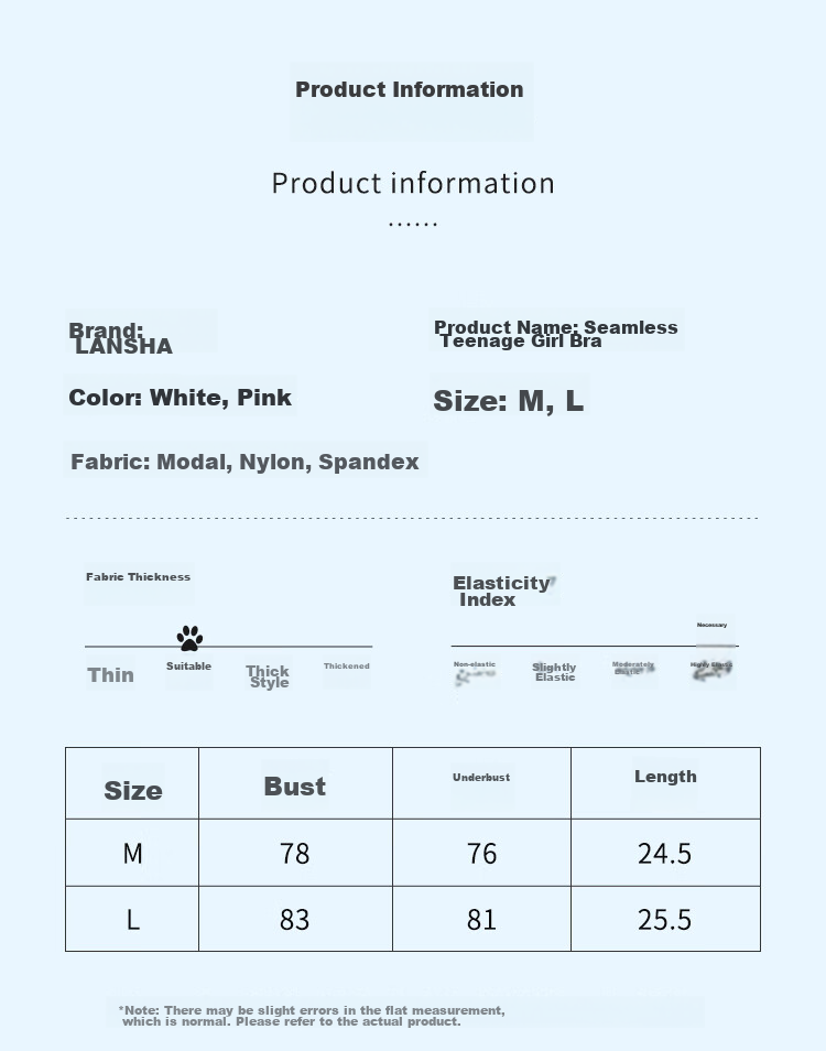 LangSha Children's Underwear, Girls' Sports Bra, Anti-Shock Bra for Teenage Girls, Ice Silk Seamless Bra for Older Children, Developmental Bra for High School Students, Vest 7