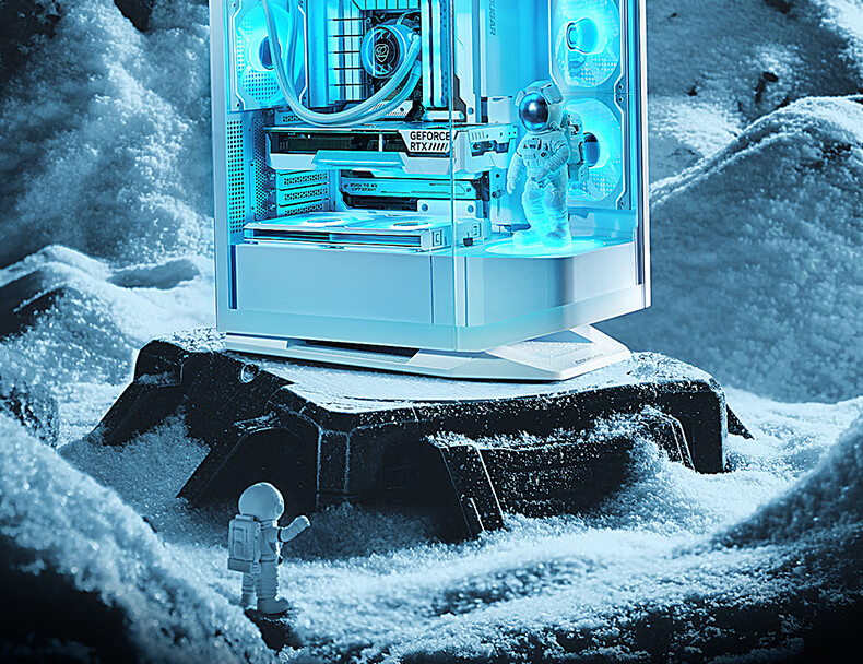 COUGAR FV270 White Gaming PC Case, Supports 360mm Water Cooling, Rotating Desk/ATX Motherboard/Four-Sided Quick Release/270° Panoramic View 8