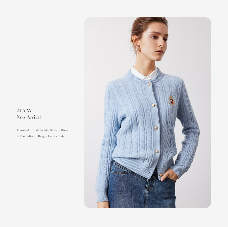 Navigare Italian Small Sailboat Autumn And Winter Women's All-Wool Jacket, Cable Knit Sweater Cardigan 2334094508 M 29