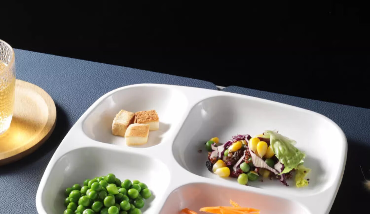 Chuwanya Melamine Fast Food Tray, Round Six-Compartment Imitation Porcelain Serving Plate, Commercial Use for Factories And School Cafeterias, Tableware And Meal Box 18