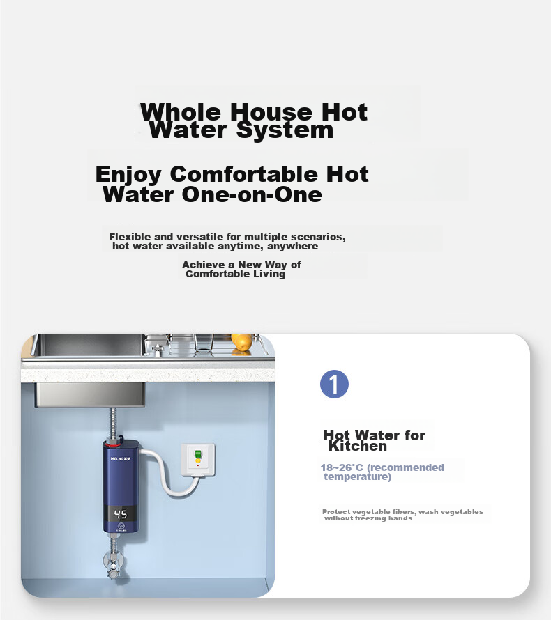 MeiLing Instant Electric Water Heater, Fast Heating Water Heater for Home Use, Quick Heating, 5500W Variable Frequency Constant Temperature, Small Kitchen Treasure MJR-DC5548 Conduit Box Model 7