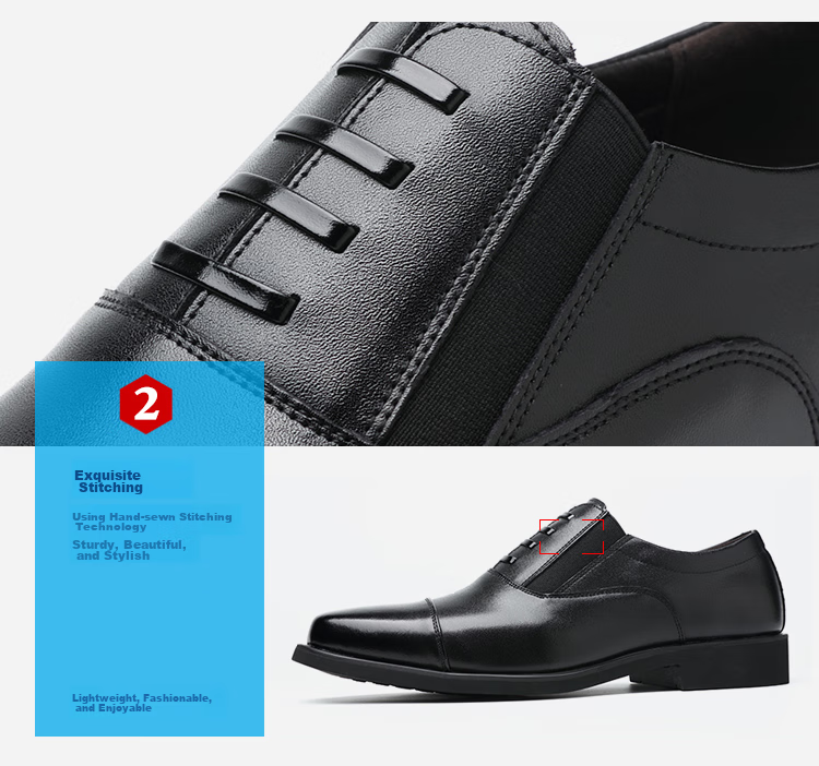 Poitulas Men's Leather Shoes with Three-Point Connection, Business Casual Formal Shoes, British Comfortable Slip-On Loafers, 9916 Black, Size 38 9