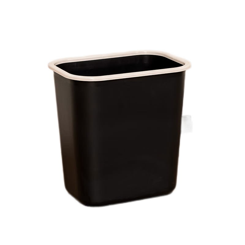 Deli 285mm (11.5L) Black Square Paper Wastebasket with Pressed Ring Office Home Trash Can PG307