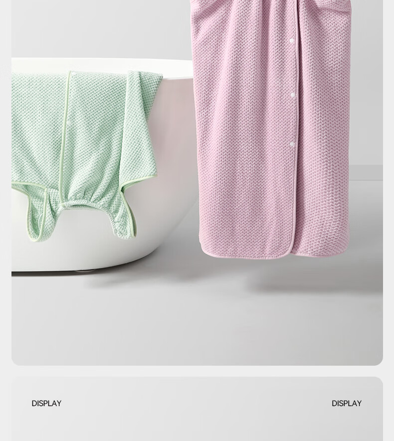 Jieliya Bathrobe for Men And Women, Wrap-Around Towel, Bath Towel Style, Home Use, Absorbent Bath Skirt, Loungewear Bathrobe, Pink 13