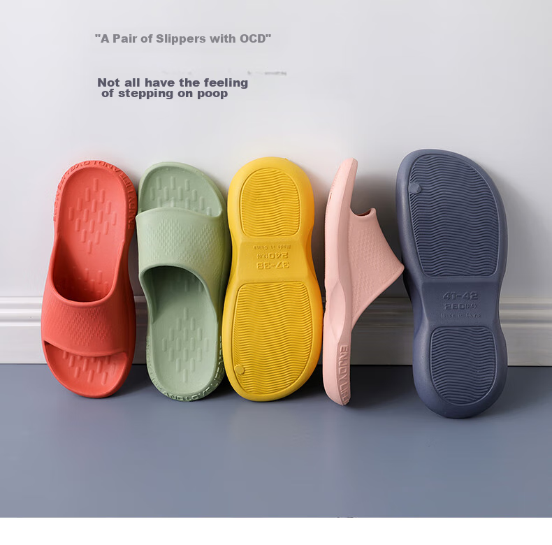 GUOLUOFEI Thick-Soled Couple Slippers, Bathroom Shower Summer Non-Slip Home Indoor Shoes for Men And Women, Black, Size 43-44 1