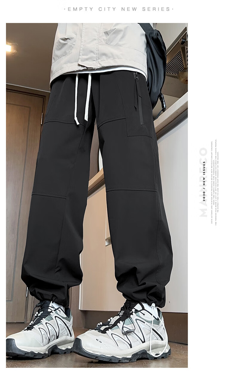 Dingfengbaoluo Casual Cargo Pants for Men, Spring And Summer Paratrooper Functional Trousers, American-Style Solid Color Outdoor Pants, 2418 Gray, Size M 10