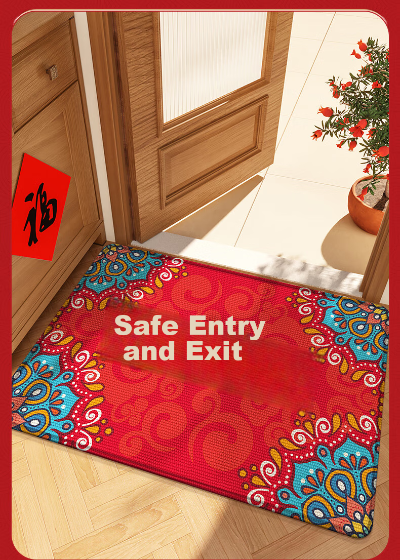 Dajiang Entrance Mat, Doorway Foot Mat, Safe Entry And Exit Mat, Red Festive Doormat, 50x80cm 10