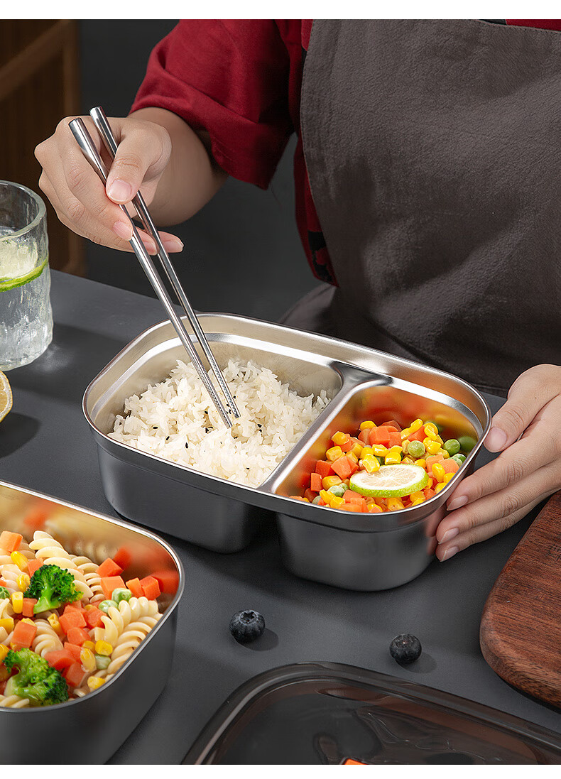 Newair Stainless Steel Lunch Box, Microwave-Safe Food-Grade Compartmented Container for Students And Office Workers, Bento Box 16