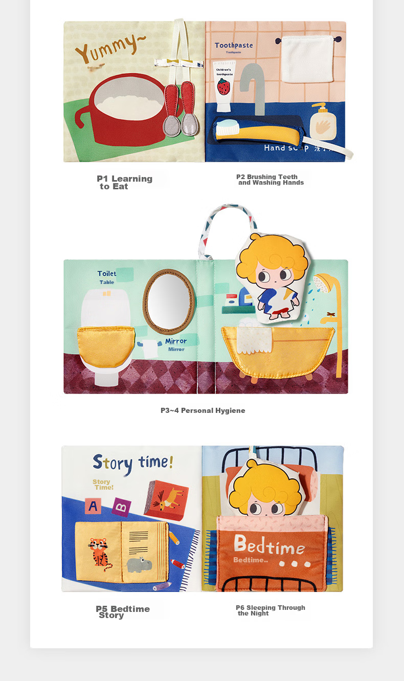 Babycare Baby Cloth Book, 3D Cognitive Tear-Resistant, for 6-12 Months, Parent-Child Interactive Toy - Advanced Level 9