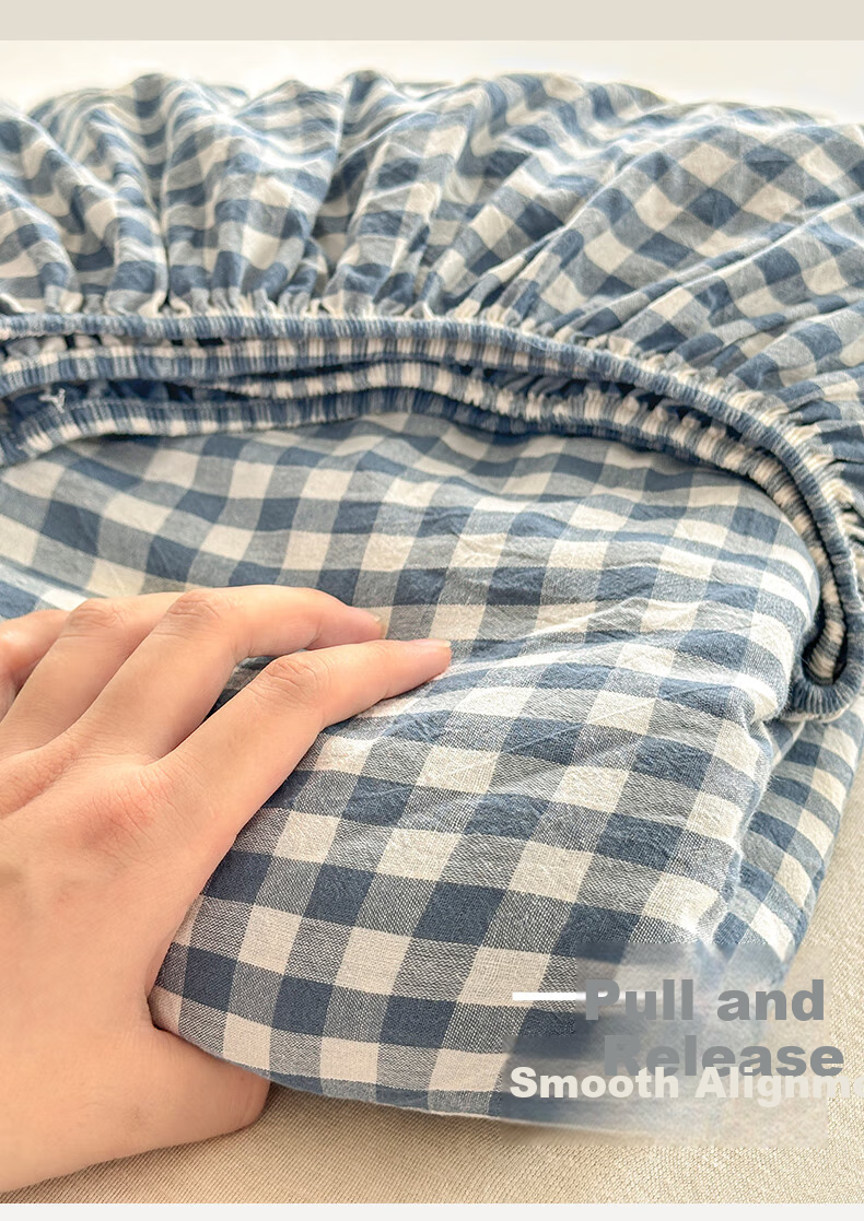 Yalu Class A Fitted Sheet Mattress Protector, Non-Slip Full Coverage Bed Cover, All-Season Use, Machine Washable, Gray Large Grid, 1.8m 12