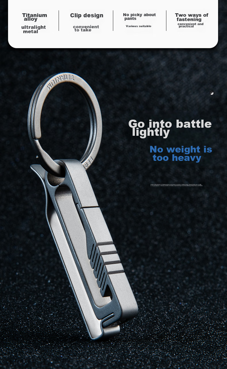 YORA Titanium Alloy Belt Clip Keychain, Leather Belt Buckle, Men's Waist-Hanging Belt Clip, Men's Sports Pants Car Key Ring Pendant 2