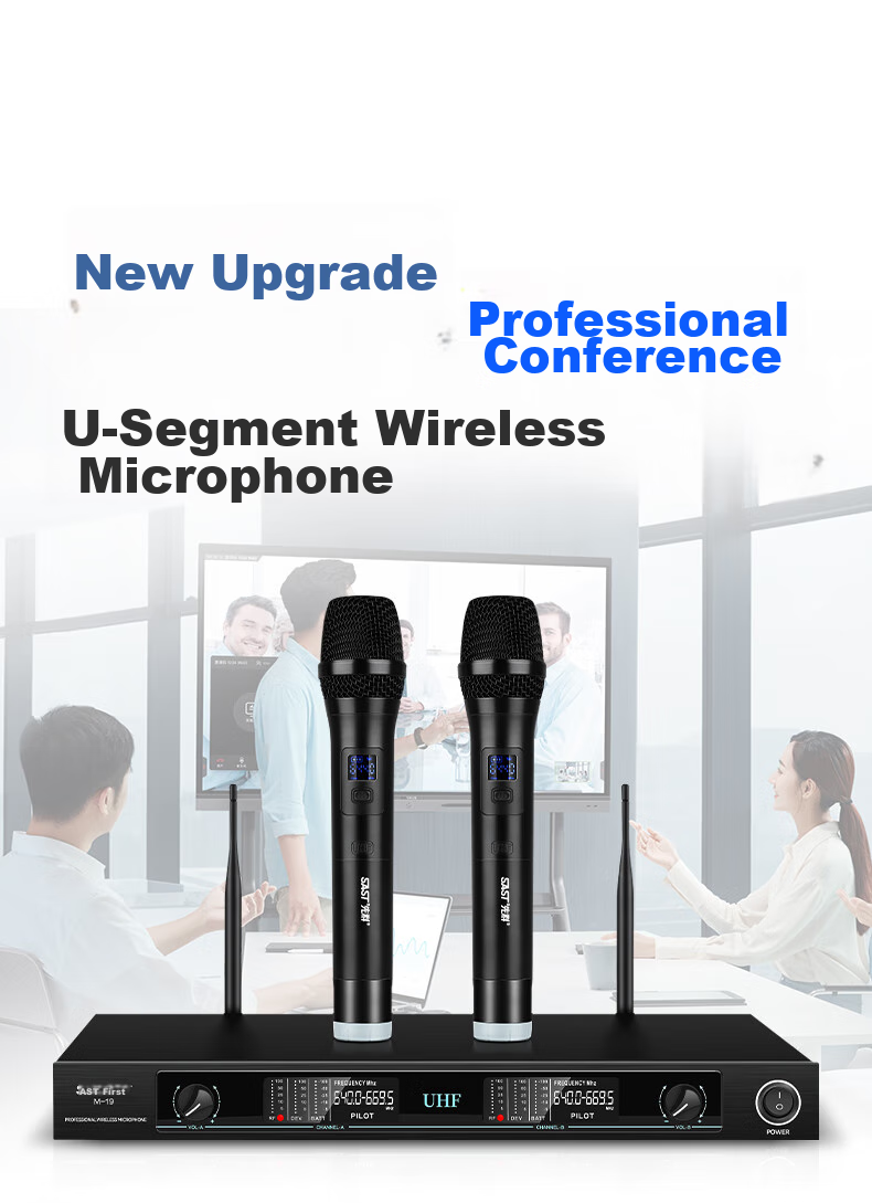 SAST Handheld Four-Channel Wireless Microphone, UHF Mic with Barrier-Free 100-Meter Transmission, Anti-Howling, Professional Stage Singing, Home Use, Conference Speaking, Training, Broadcasting, Wedding Banquet, KTV 8