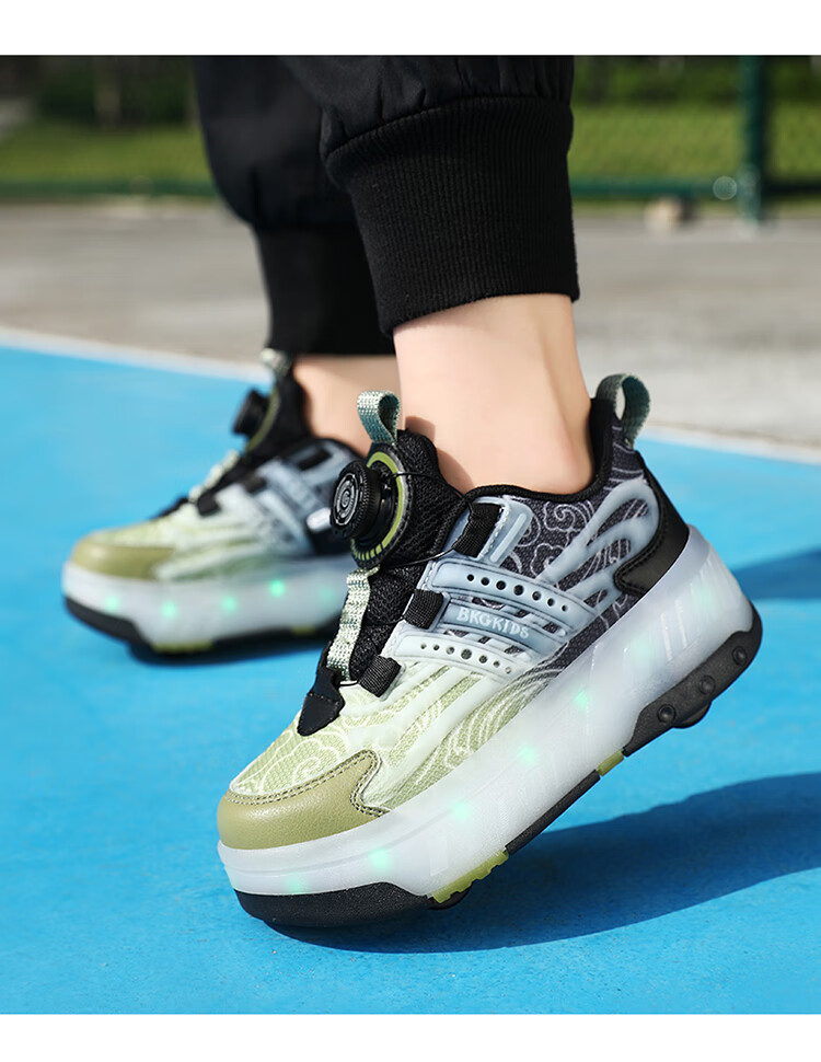 BKG Running Shoes for Girls, Four-Wheel Sports Shoes for Children, Student And Youth Skating Shoes ZYQ23825-B7 Lan Yue 36 27