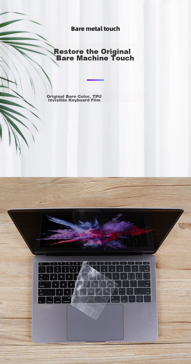 BIAZE MacBook Pro 13/15-Inch Laptop Keyboard Cover, TPU Invisible Protective Film, Waterproof And Dustproof, A1706/A1989/A2159, b81-Transparent 2