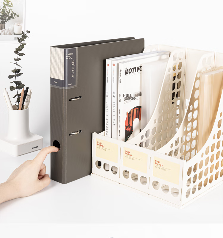 TIANSE Thick Loose-Leaf File Folder, Two-Inch Quick-Load Binder, Two-Hole Loose-Leaf Folder, Insertable Document Organizer with Large Capacity And Strong Clasp, Office Supplies, TS-11003, Agate Gray 15