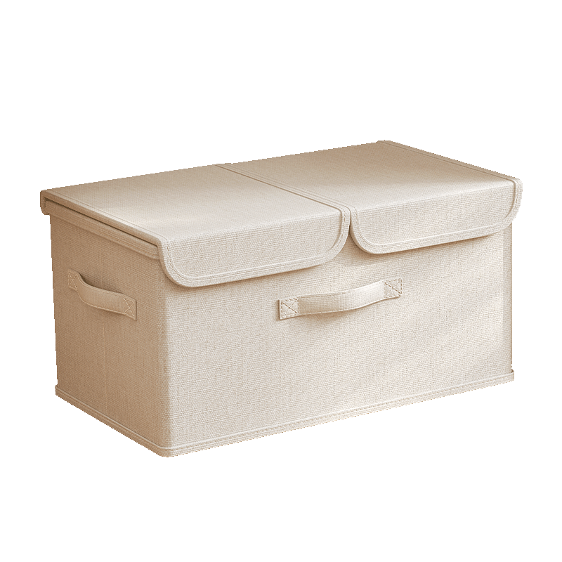 Bangnimeijia Lidded Storage Box, Double-Layer Organizer, Dust-Proof Folding, Misty Gray, Medium Size