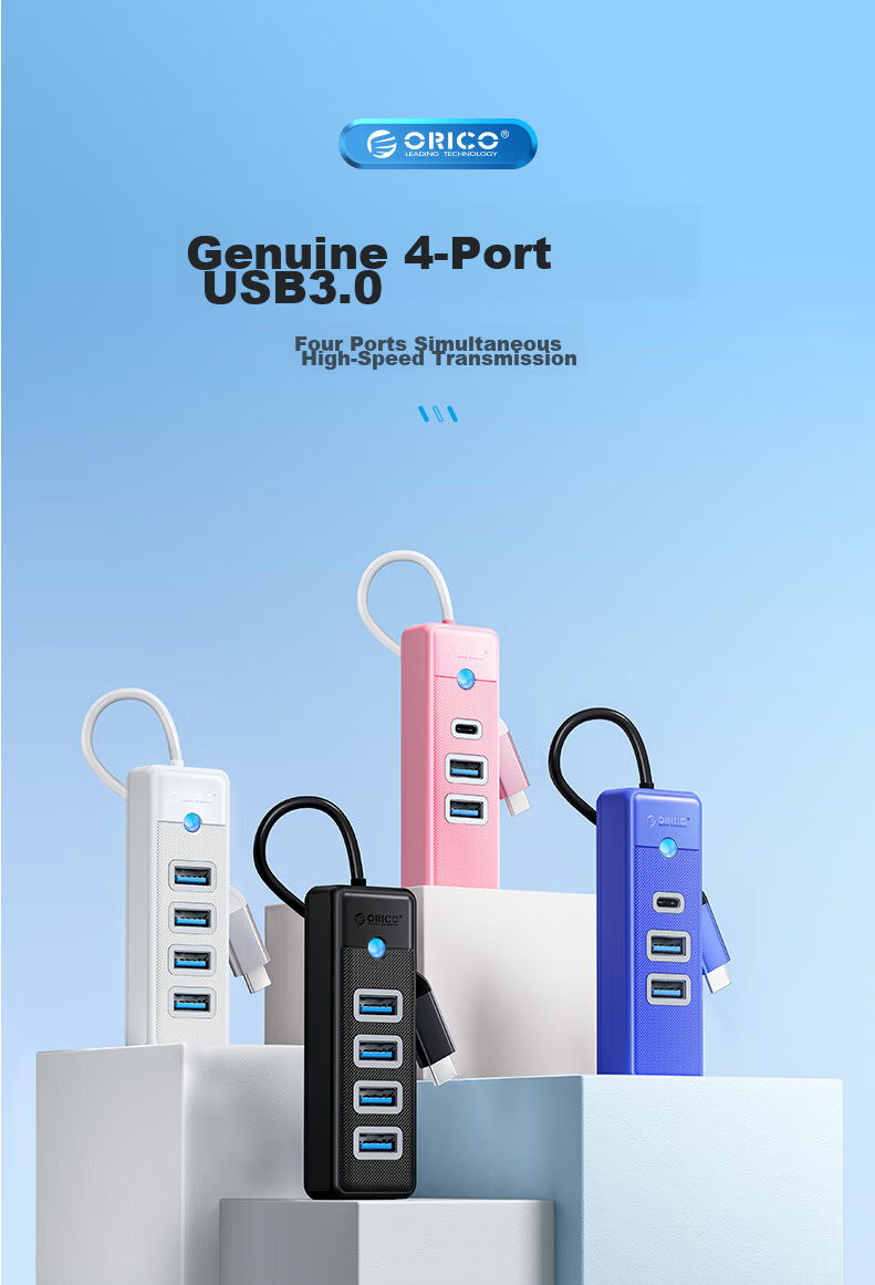 ORICO USB Hub Splitter, MINI HUB with One-To Expansion Dock Adapter, Laptop Direct Plug-In Hub, Multi-Port USB Hub, Gray 1
