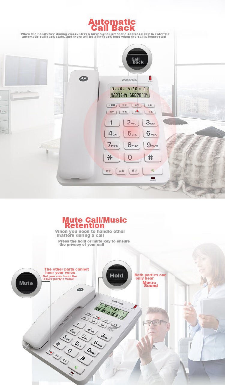 Motorola Landline Telephone for Office And Home Use, Hands-Free, No Disturbance, Simple And Stylish CT210C (Black) 1