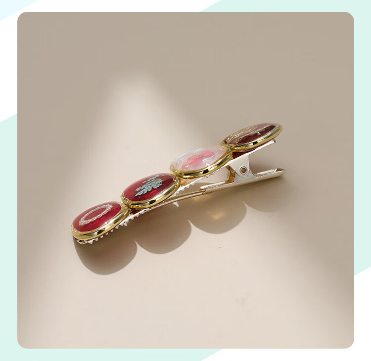 CHIMERA Qiji Red Hair Clip Side Clip Hairpin Bangs Clip Bridal Hair Accessory 6.1 Children's Day Gift 6
