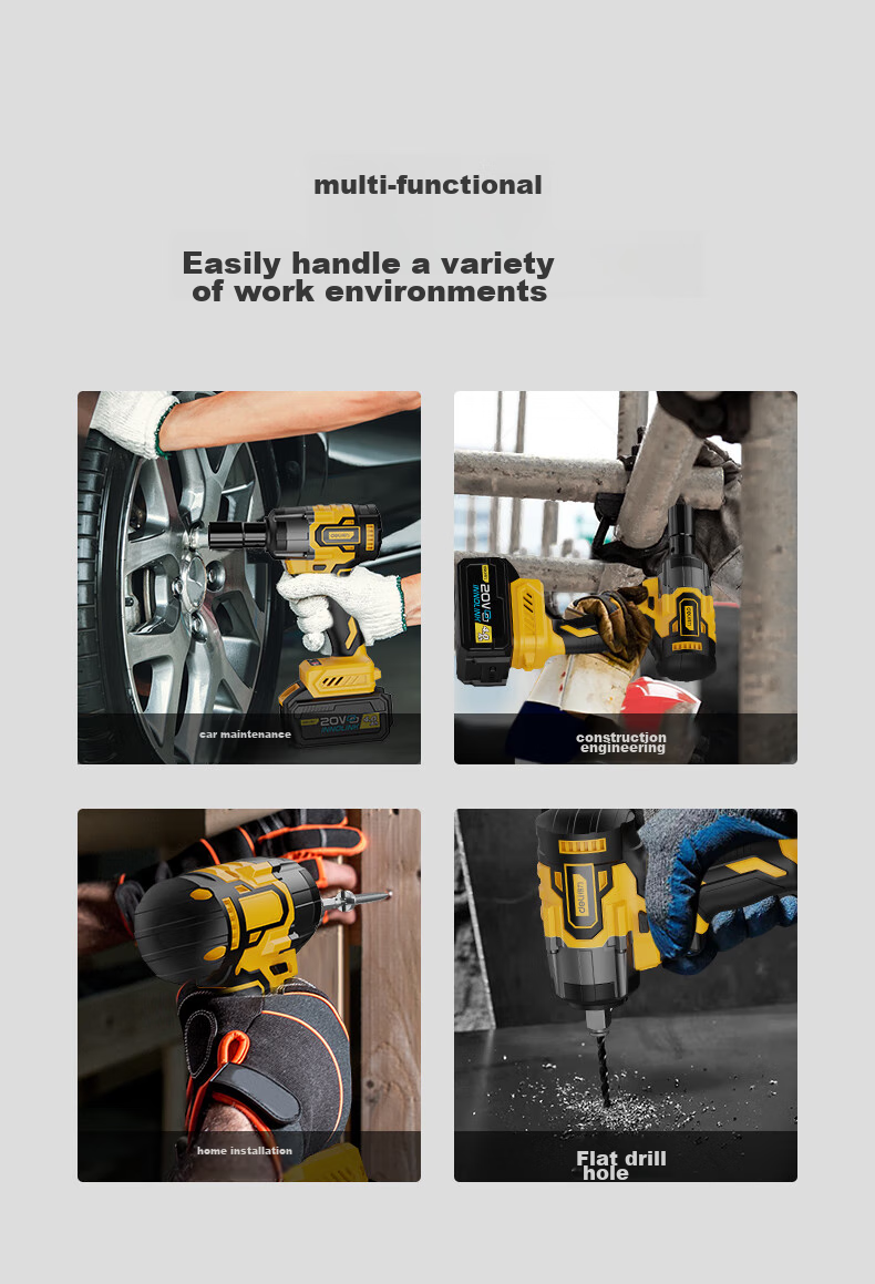 Deli Brushless Electric Impact Wrench, Lithium Battery Wrench, Scaffolding Repair, Air Impact Wrench Socket Set, High-Power Torque Tool Kit 3